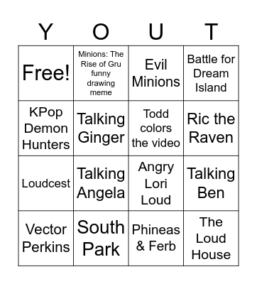 YouTube Bingo Card