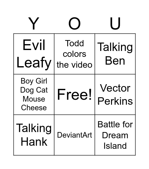 YouTube Bingo Card
