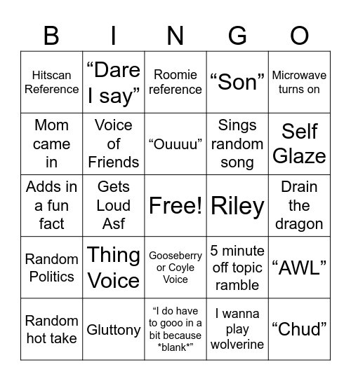 Detos Bingo Card