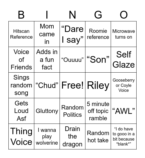 Detos Bingo Card