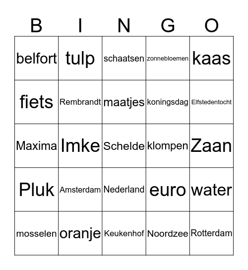Bingo NEDERLAND Bingo Card