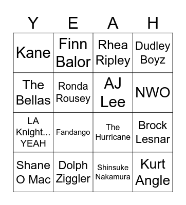WWE Bingo 2 Bingo Card