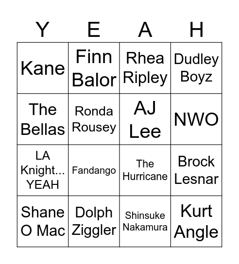 WWE Bingo 2 Bingo Card