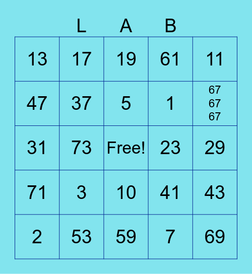 LAB Bingo Card