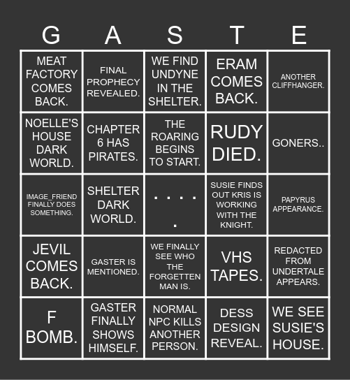 MY VERY VERY INTRESTING CHAPTER 6 BINGO Card
