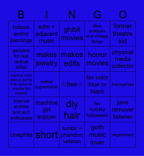 milo grindphouse Bingo Card