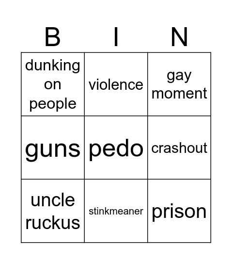 boondocks bingo Card