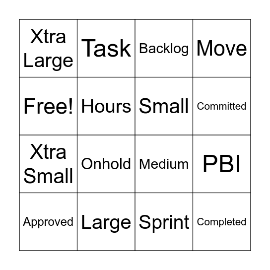 Sprint Bingo Card