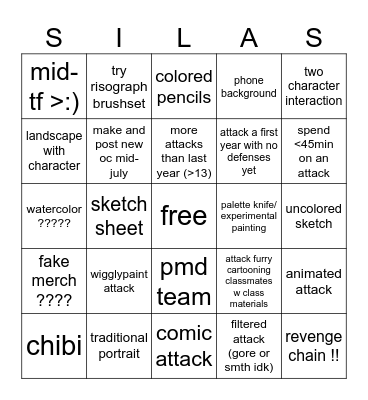 ARTFIGHT 2026 Bingo Card
