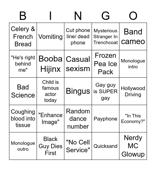 Old Movie Woke Bingo Card