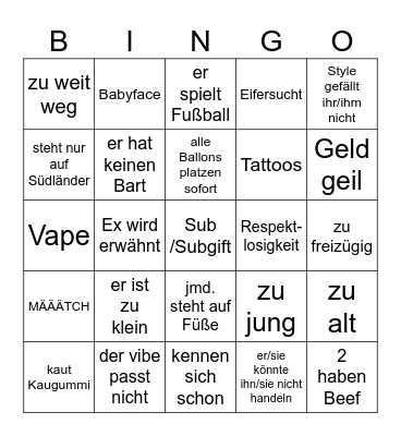 Pop the Balloon Bingo Card
