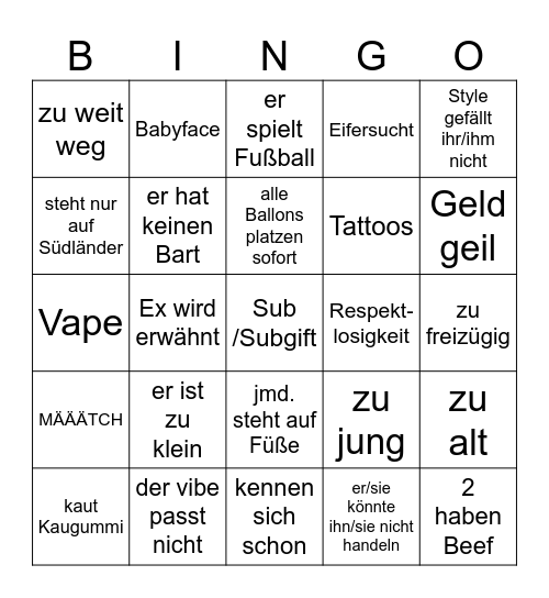 Pop the Balloon Bingo Card