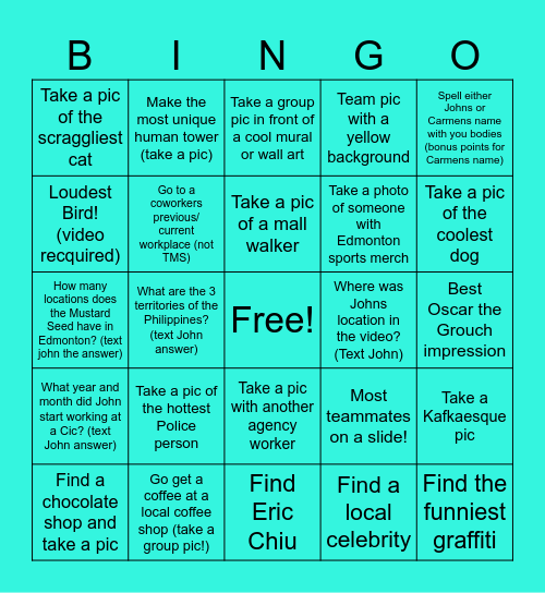 Mustard Seed Bingo Bango Card Bingo Card