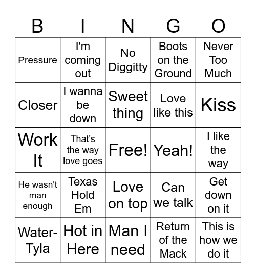 Music BINGO Card