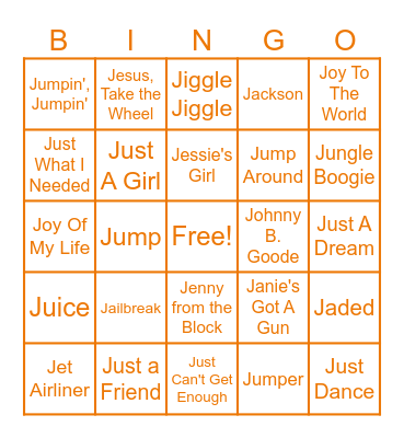 "J" is for "July" Bingo Card