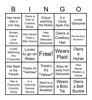 STAMPEDE BINGO Card