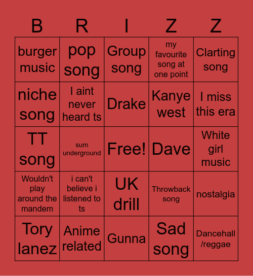 bored spotify dj bs Bingo Card