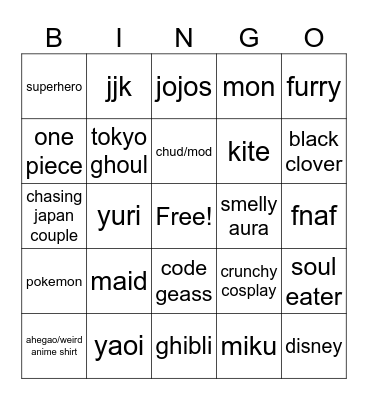 anime midwest 2026 Bingo Card