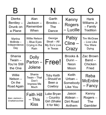 VFW Post 10146 Music Bingo Card