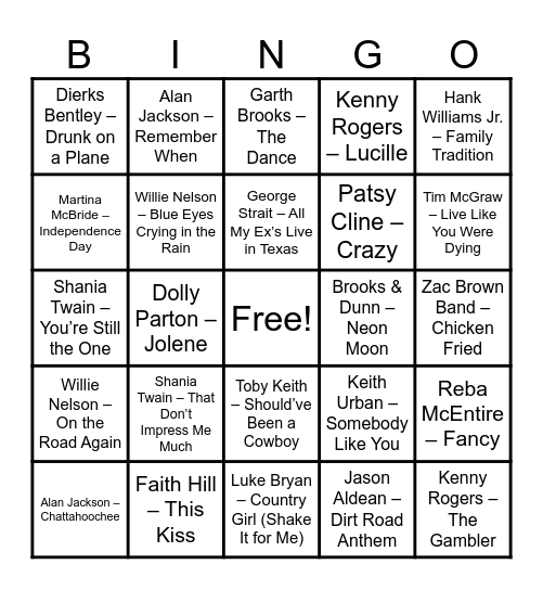 VFW Post 10146 Music Bingo Card