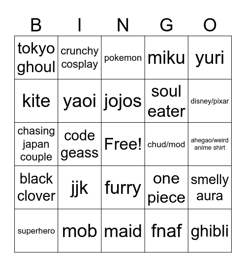 Anime Midwest 2026 BINGO Card