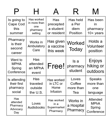 MPHA BINGO! Bingo Card