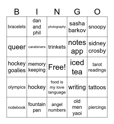 alexandra's bingo Card