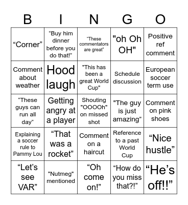 DCH World Cup II Bingo Card