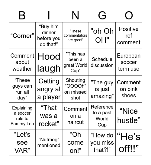 DCH World Cup II Bingo Card