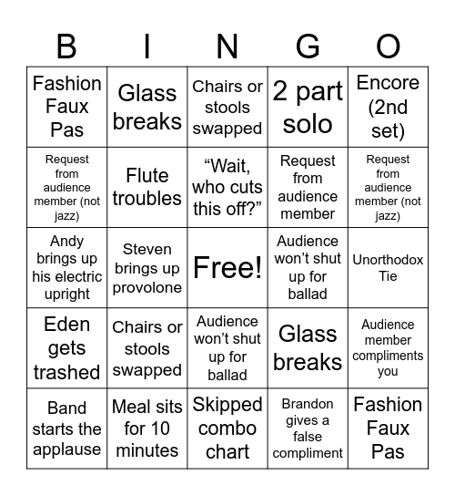 Vibrato Bingo Card