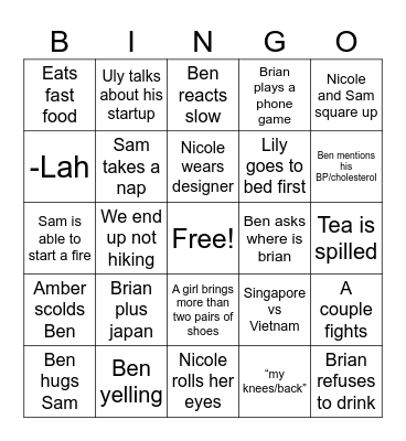 Catskill debauchery Bingo Card