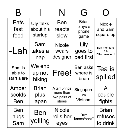 Catskill debauchery Bingo Card
