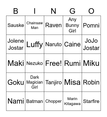 Anime Expo 2026 Cosplay Bingo Card