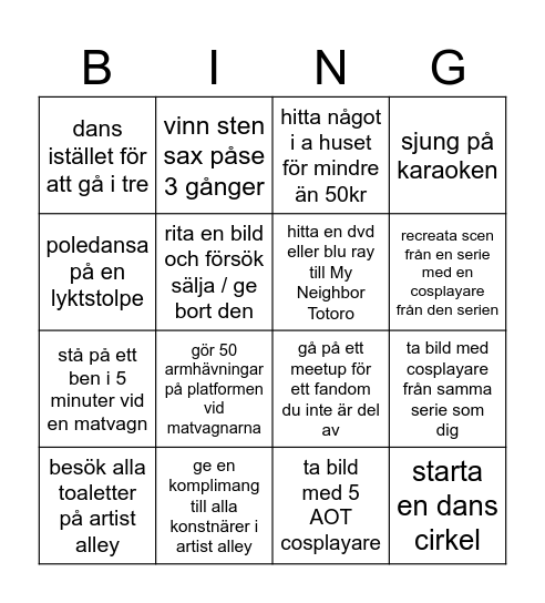 Alexander Bingo Card