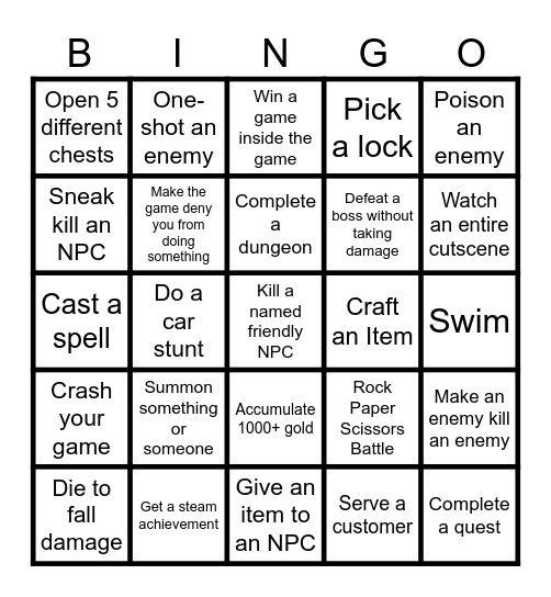 Lockout Bingo Card