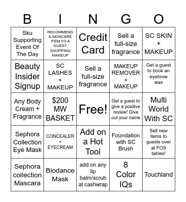 Mutiworld Sephora Bingo Card
