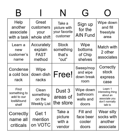 Wawa Summer Bingo Card