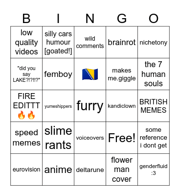 tiktok fyp Bingo Card