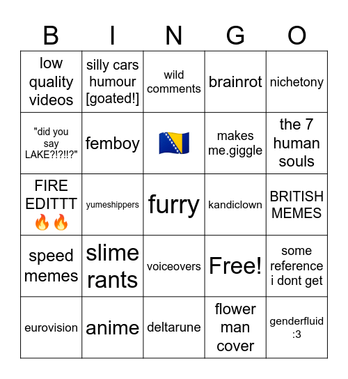 tiktok fyp Bingo Card