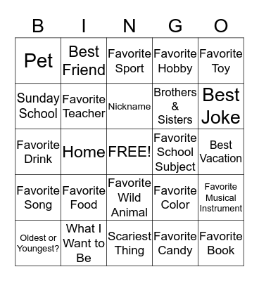 Get Acquanted Bingo Card