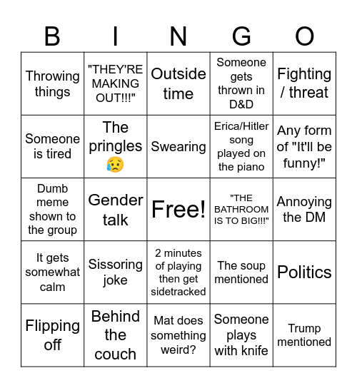 D&D 2.0 Bingo Card