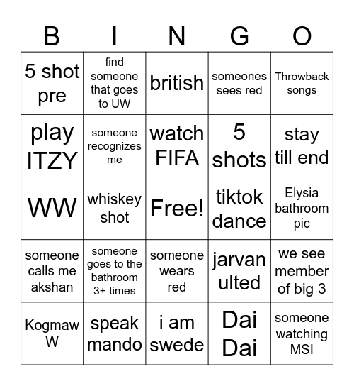 Untitled Bingo Card