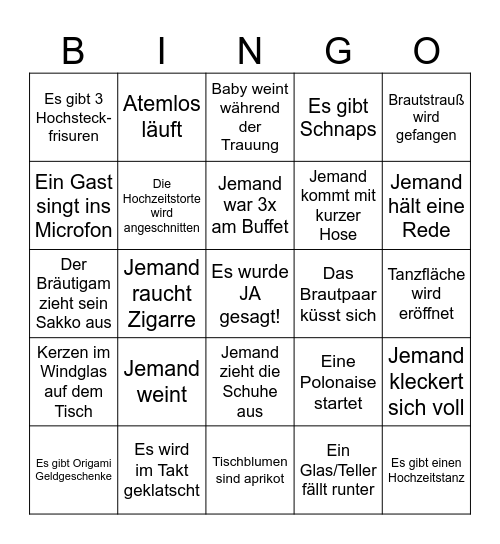Hochzeitsbingo Card