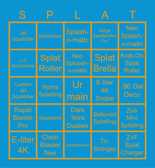 spoon Bingo Card
