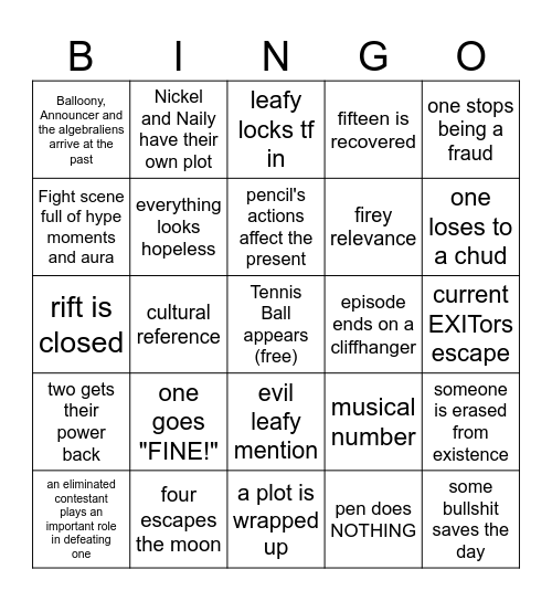 tpot 24 bingo Card