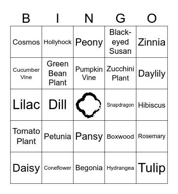 Plants You'd Find in the Garden Bingo Card