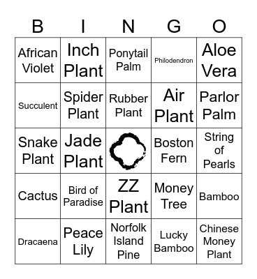 Plants You'd Find in the House Bingo Card