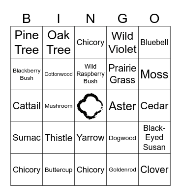 Plants You'd Find on a Walk Bingo Card
