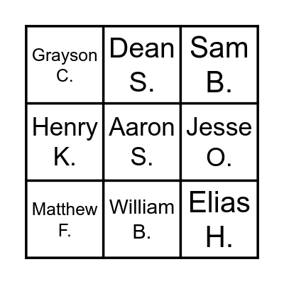 Lower Campus Boys - B12/12A/13 Bingo Card