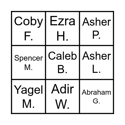 LOWER BOYS B14/14A/15 Bingo Card